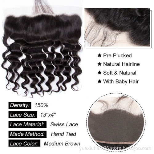 CELIE Cuticle Aligned Raw Cambodian Frontal Best Quality Light Brown 13x4 Loose Deep Wave Curly Frontal Hairs